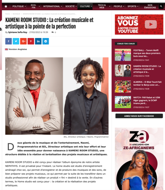 Capture d'écran du site Zeafricanews