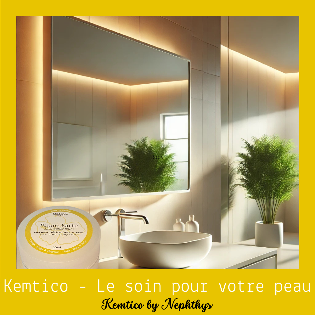 Le baume Kemtico dans une salle de bain lumineuse